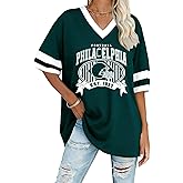 Football Shirts for Women Game Day Oversized Meah Tshirt Football Fans Season V Neck Short Sleeve Tee Tops