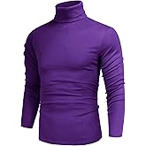 Poriff Men's Casual Slim Fit Basic Tops Knitted Lightweight Turtleneck Pullover Sweater