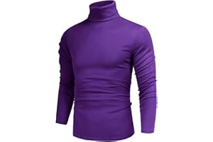 Poriff Men's Casual Slim Fit Basic Tops Knitted Lightweight Turtleneck Pullover Sweater