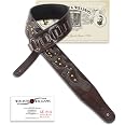 LIC-14 Mahogany Brown Padded Guitar Strap with Embossed Christian Tooling and Cross - Walker and LIC-14 Mahogany Brown Padded Guitar Strap with Embossed Christian Tooling and Cross - Walker and