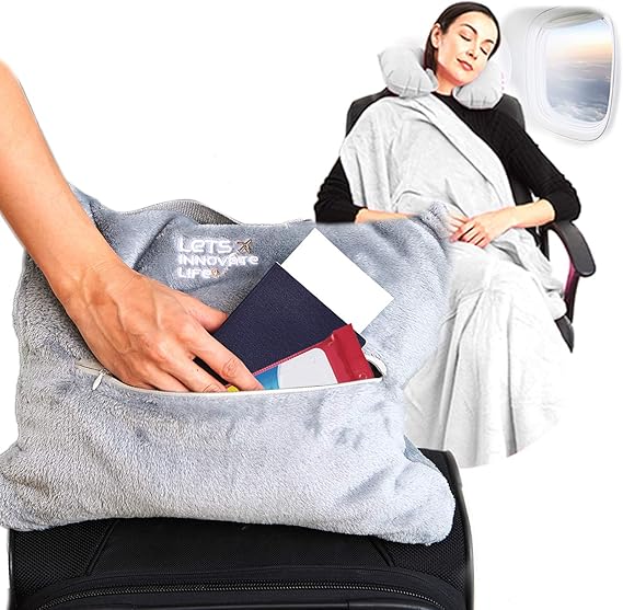 4 in 1 Travel Blanket Lightweight, Warm and Portable. The Latest