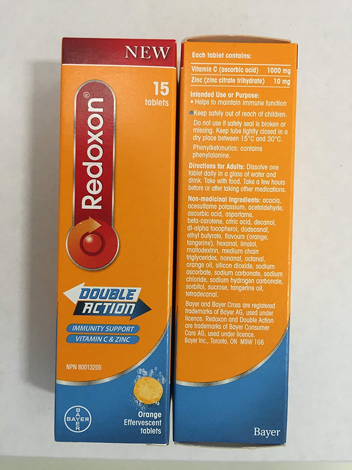 Redoxon Double Action Orange Effervescent Tablets 1000mg Vitamin C 10mg Zinc 2x15 Vials Buy Online In India At Desertcart In Productid