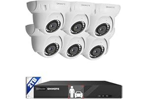 ONWOTE 8 Channel 4K NVR PoE Security Camera System, 6X 8MP Wired Outdoor IP Cameras, 125° FoV, AI Human Vehicle Detection, 8CH NVR 2TB Record Video Audio, CCTV Surveillance Kit for Home Businesses