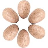 GOGHOST Natural Easter Wooden Egg Shaker Set (6 Pcs), Easter Basket Stuffer Filler Maracas Hand Percussion Musical Instruments, ASMR Sound Tools &amp; DIY Paintable Easter Eggs Decorate