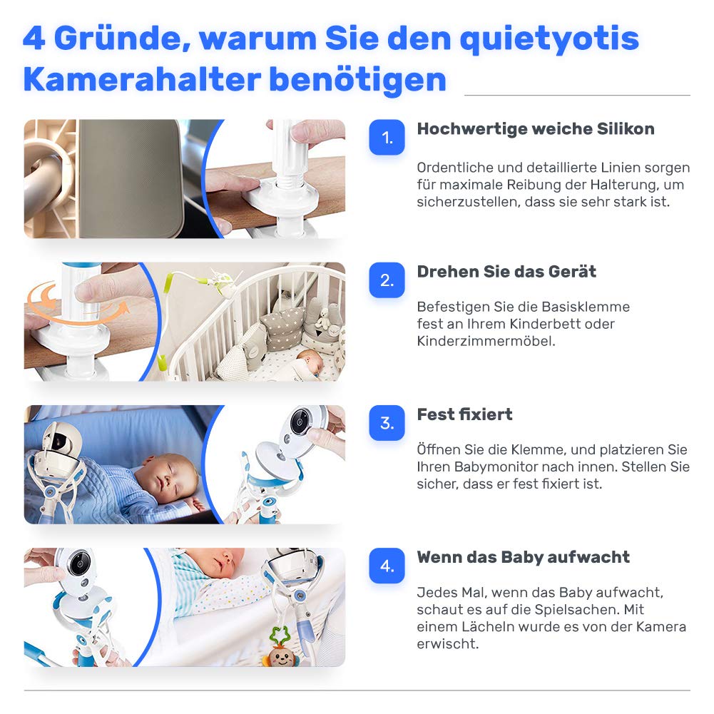 Baby Kamera Halterung von CalMyotis, Universal Baby Monitor Halter,babyphone, Regal Flexible Kamera, Kompatibel mit den meisten Baby Kameras Oder Sprechanlagen (Blau)