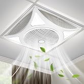 ecoCalm Drop Ceiling Fan with LED Lights and Timer, Low Profile Square Fan | Flush Mount Ceiling Fan, 6 Wind Speeds, Overheat Protection, Swing, 360&deg; Rotating Airflow, for Office, Home Ventilation