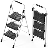KINGRACK 3 Step Folding Ladder, 900 lbs Load
