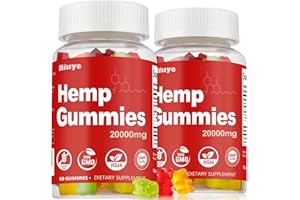NIUYE 2-Pack Hemp Gummies Extra Strength - 20,000mg High Potency - Rich in Omega 3-6-9 & Infused with Hemp Oil - 3rd-Party Tested - Made in USA