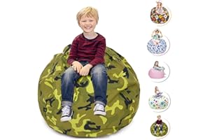LUCKYBOY Stuffed Animal Bean Bag Chair Toy Storage Children's Chair Cover Sack Chair for Kids Toys or Household Supplies - 38" (Camo)