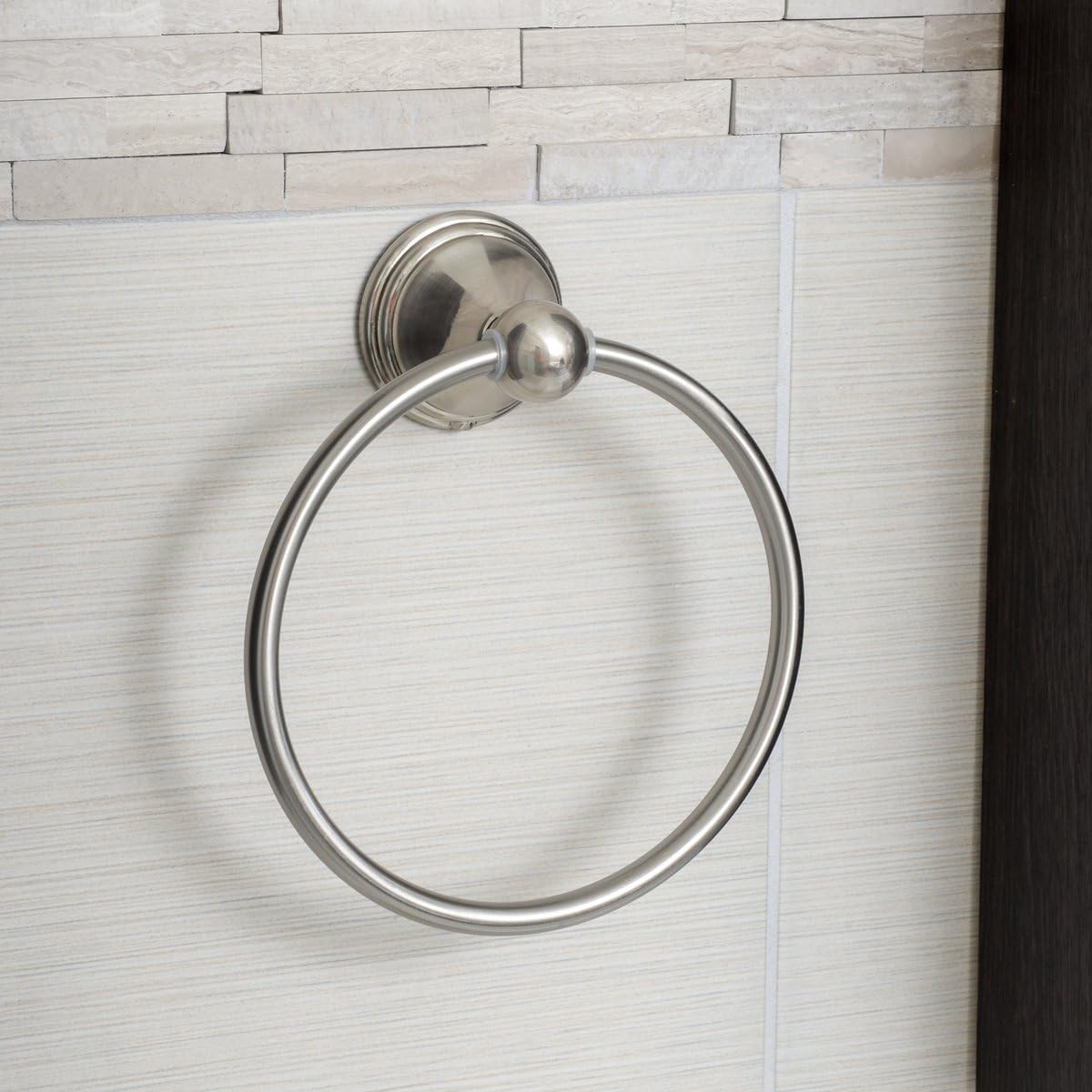 Basics AB-BR807-SN Modern Towel Ring, 6.3-inch Diameter, Satin Nickel: Home Improvement