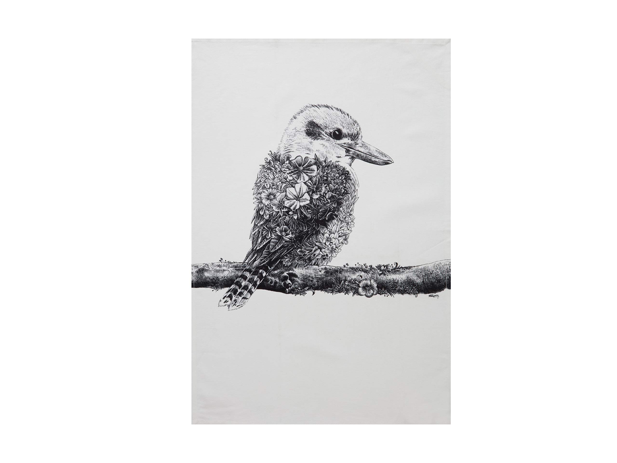 Maxwell & Williams Marini Ferlazzo Tea Towel with Kookaburra Design, 100% Indian Cotton, White, 50 x 70 cm