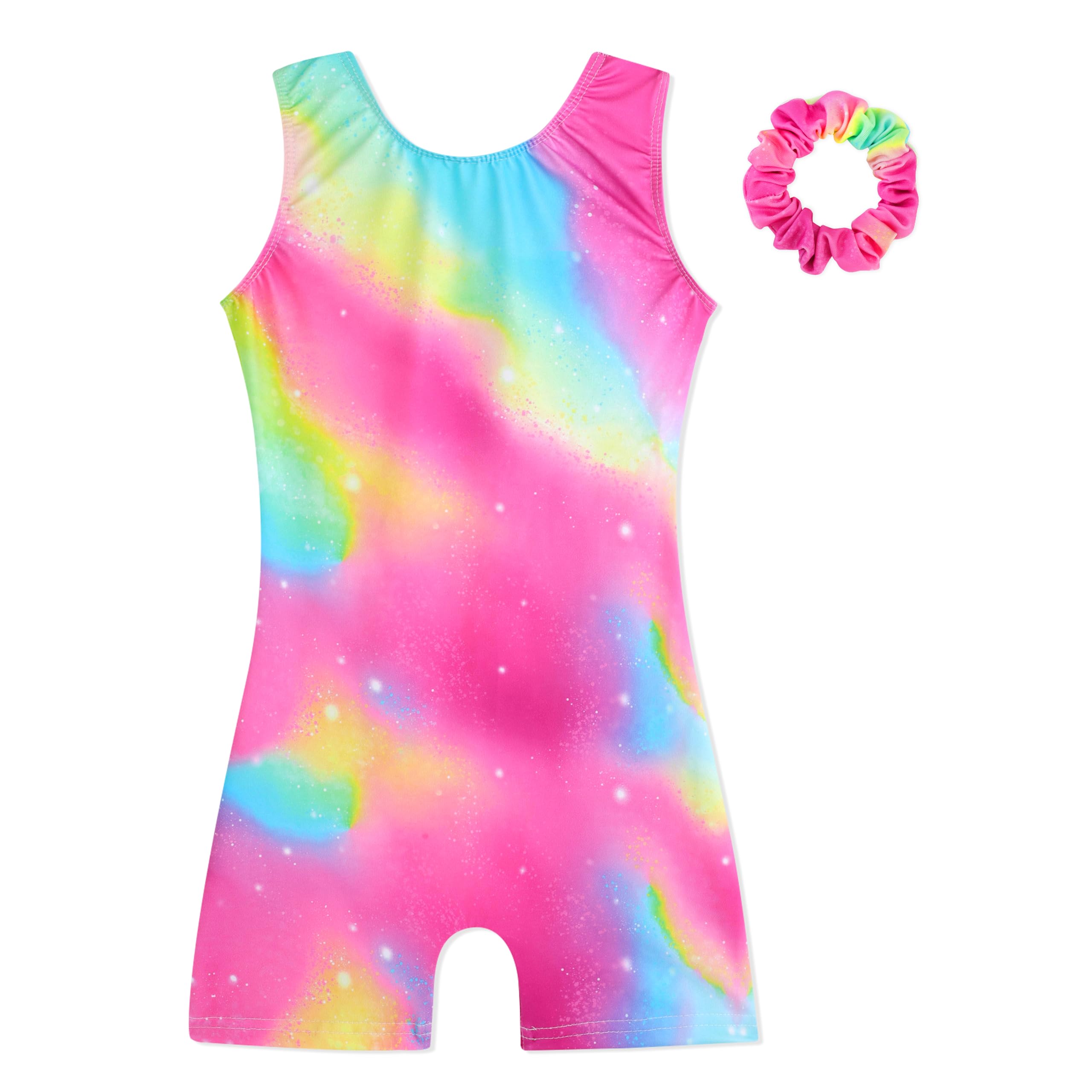 Photo 1 of HOZIY Gymnastics Leotards for Girls with Shorts Rainbow Multicolor Size 8-9 8-10 9-10 Years Kids Toddler Scrunchies Outfits Dance Unitards