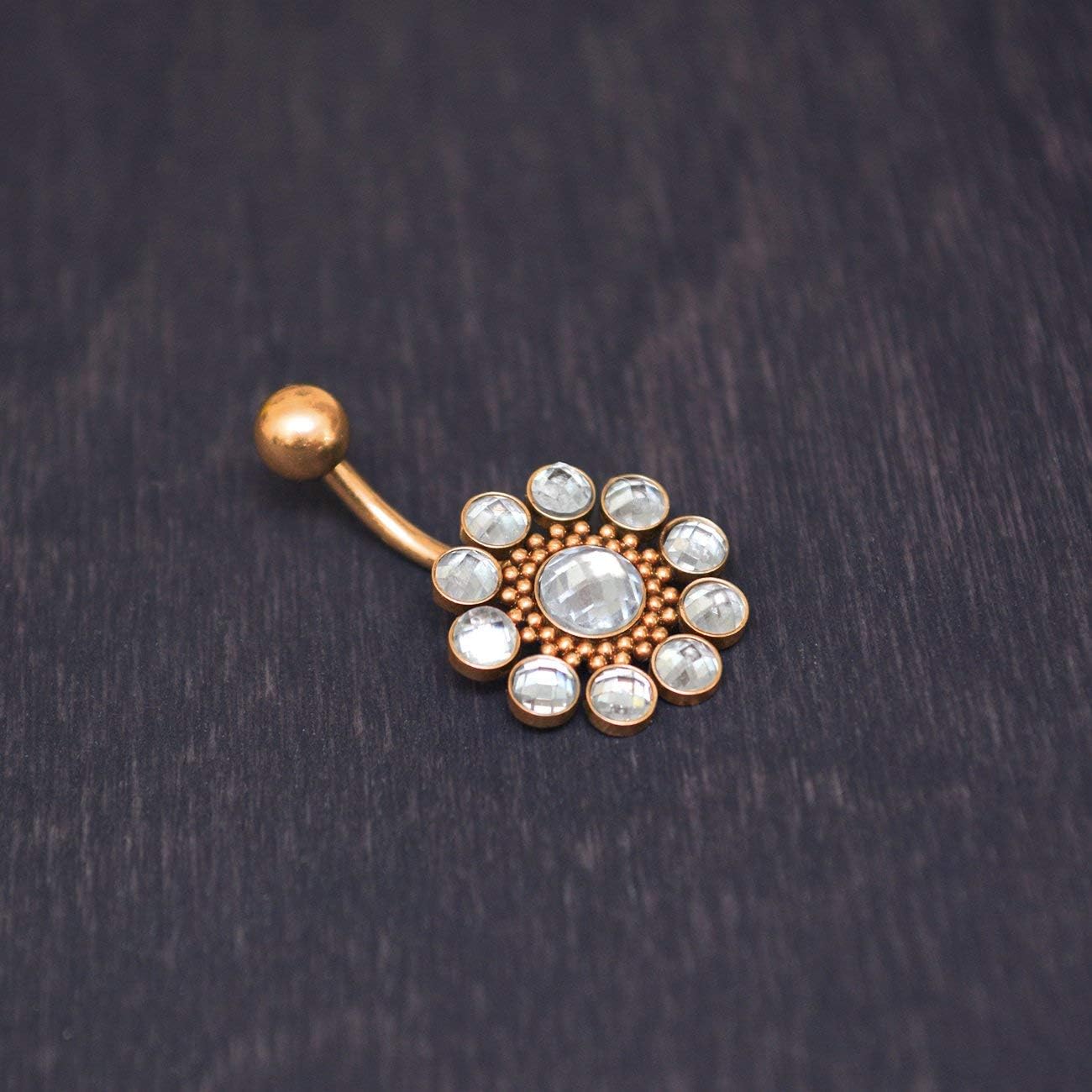 CZ Belly Button Ring - Surgical Steel Navel Jewelry, Navel Ring Short