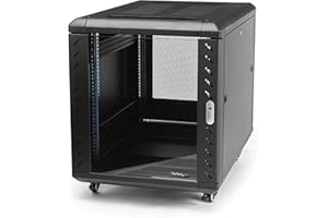 StarTech.com 12U AV Rack Cabinet - Network Rack with Glass Door - 19 inch Computer Cabinet for Server Room or Office (RK1236B