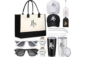 Jeyiour 11 Pcs Wedding Gift for Bride and Groom Include Tote Bag Sunglasses Mr Mrs Hat Honeymoon Sand Jar Tumbler Luggage Tag