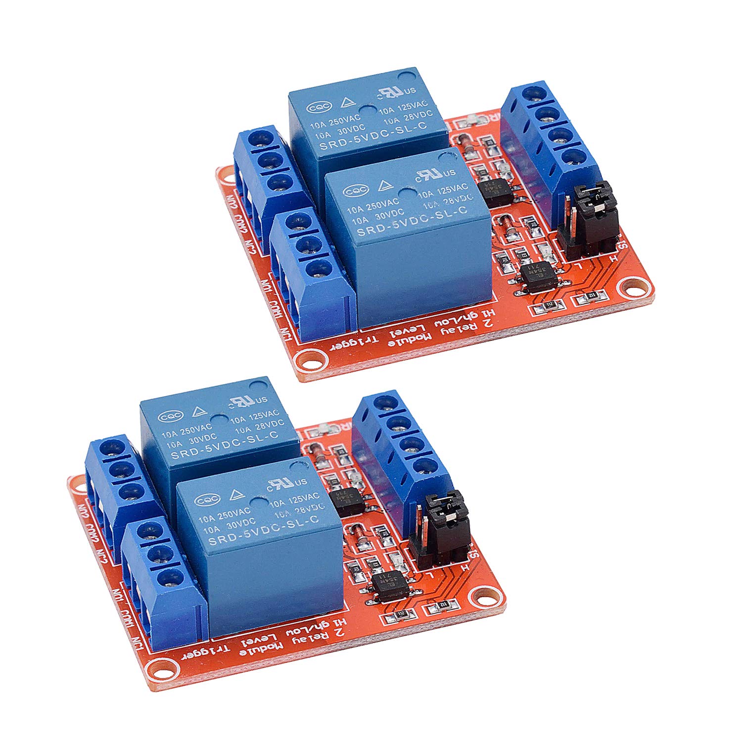 [2-Pack] DC 5V Relay Module 2-Channel Relay Switch with Optocoupler Isolation High/Low Level Trigger