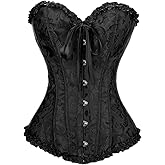 Demays Corset Tops for Women,Bustier Shapewear Lingerie,Lace Tied Renaissance Overbust Corset Push Up Bodysuit