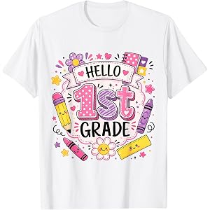 First Grade Girls Back to School Cute First Day Student T-Shirt