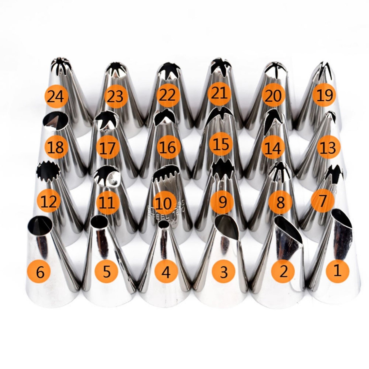 New Arrival 24 pcs Difference style DIY Dessert Cake Decorating Tip Sets With Box Russia Icing Piping Nozzles Pastry Tips