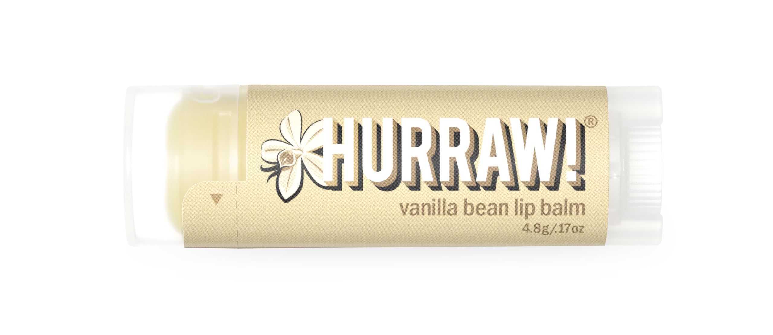 Hurraw! Vanilla Bean Lip Balm: Organic, Certified Vegan, Cruelty and Gluten Free. Non-GMO, 100% Natural Ingredients. Bee, Shea, Soy and Palm Free. Made in USA