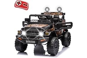 Bobike 12V Kids Ride on Truck Car, Battery Powered Electric Vehicles Toys with 2.4G Remote Control for 37Months - 8 Year Olds, Spring Suspension, Music, USB, Mp3, Best Gifts for Boys Girls (Black)