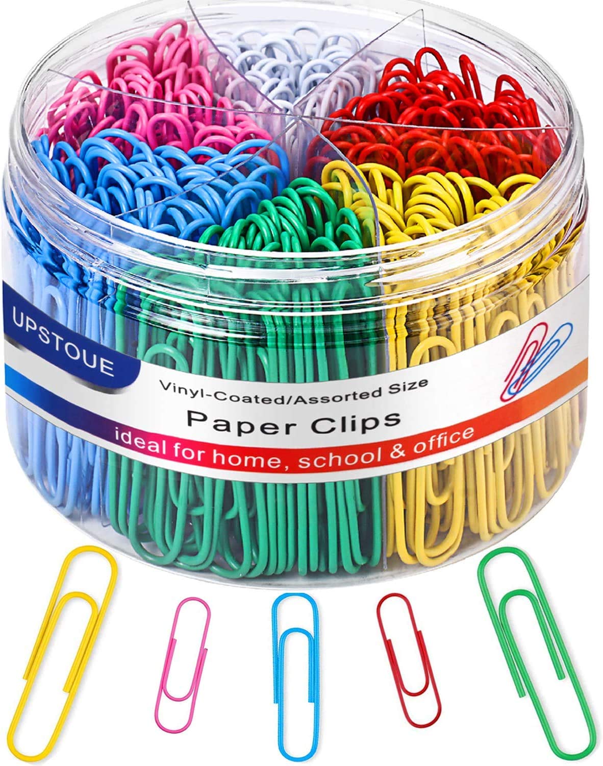 Vinaco Coloured Paper Clips 400 Pack, 33mm Medium & 50mm Large Paper Clips Assorted Size, Durable and Rustproof Metal, Coated Paper Clip Great for Office School Home
