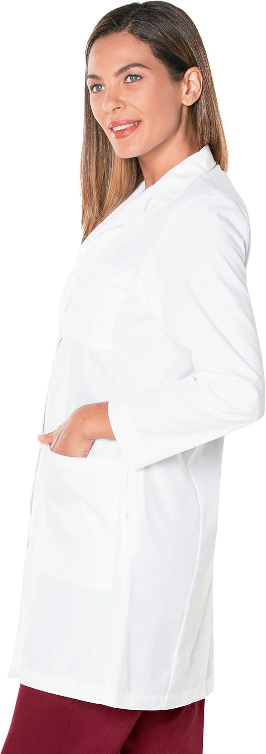 Landau Women's 3-Pocket, Classic Relaxed Fit Notch Collar Medical Lab Coat 3155: Clothing