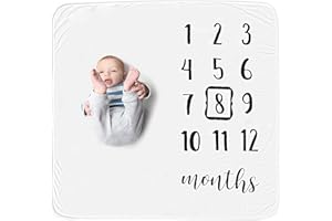 HakoBaby Baby Monthly Milestone Blanket, Premium 265GSM Soft Flannel Fleece Large Photography Background Blanket for Baby Boys and Girls, Photo Prop for Newborn 1 to 12 Months, for Mom, 47”x47” Large