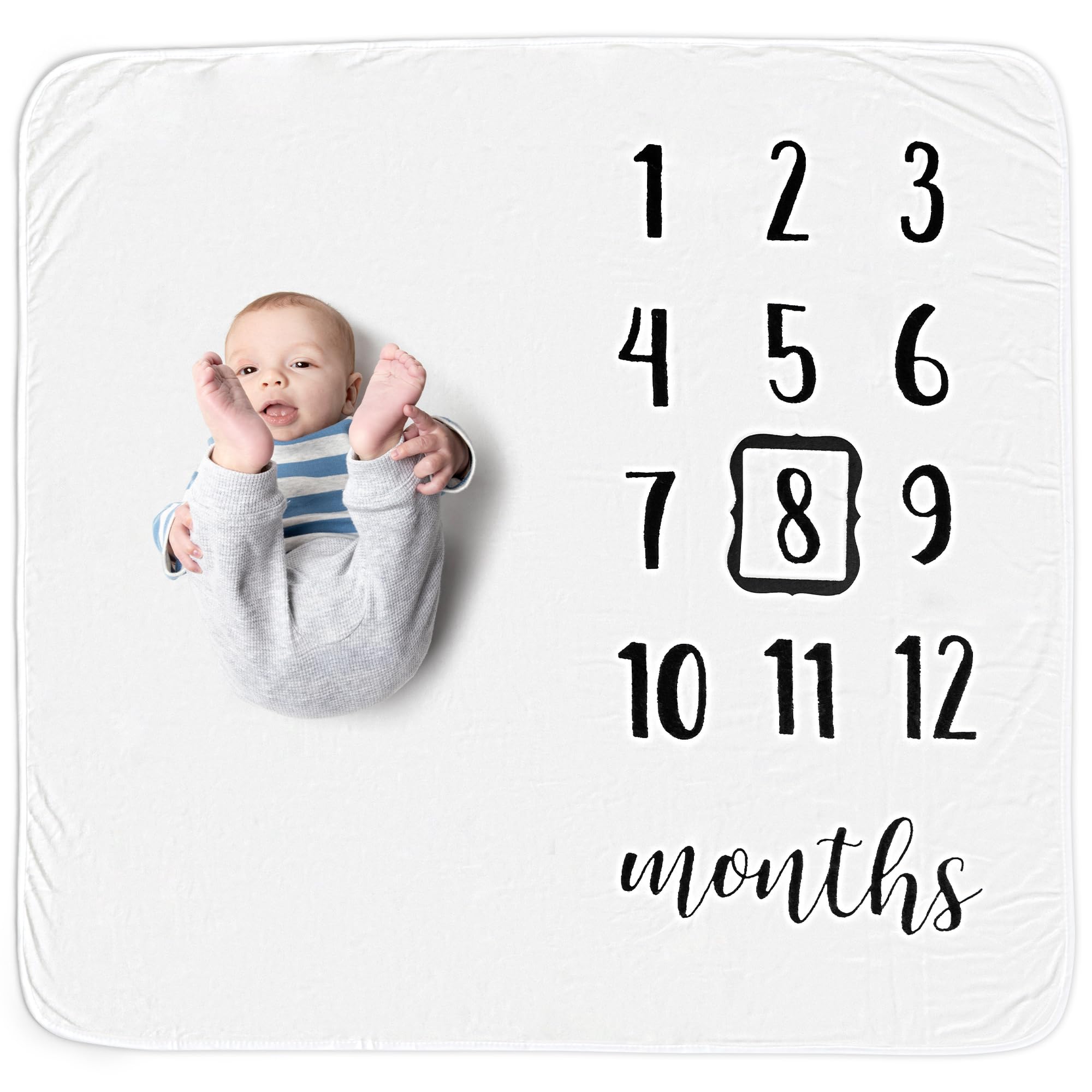 Photo 1 of HakoBaby Baby Monthly Milestone Blanket, Premium 265GSM Soft Flannel Fleece, Large Photography Background Blanket for Baby Boys and Girls, Photo Prop for Newborn 1 to 12 Months, for Mom, 47"x47" Large