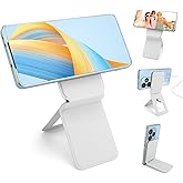 Phone Stand, Foldable Magnetic Phone Tripod, Angle Adjustment & Strong Magnets PU Leather Phone Stand, Compatible with All Smart Phone 16/15/14/13/12 (White)