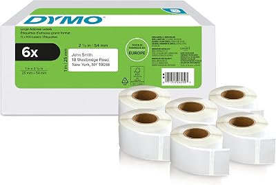 Dymo Authentic LabelWriter Return Address Labels 25x54 mm 6 Rolls 3000