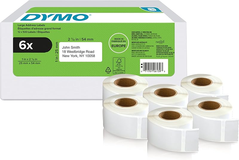 Dymo Authentic LabelWriter Return Address Labels 25x54 mm 6 Rolls 3000