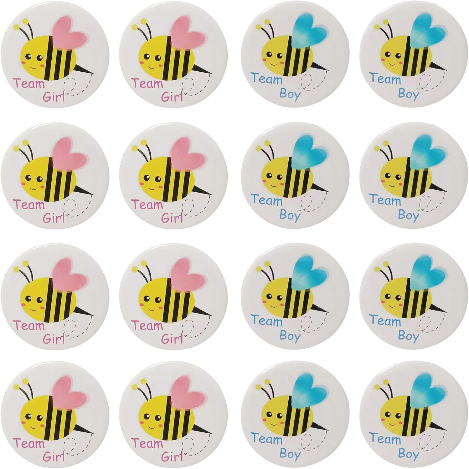 Mirabuy 40 Pack Bee Gender Reveal Button Pins, Team Boy Girl Button Pins for Gender Reveal Party Games Baby Shower Party Ideas: Toys & Games