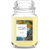 Yankee Candle Sicilian Lemon Scented Candle, 22oz Large Jar | Up to 150 Hour Burn Time, Room Filling Fragrance, Long-Lasting Scent, Premium Plant Wax Blend, Consistent Burn, Giftable
