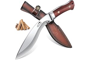 Moontay Fixed Blade Kukri Knife - VG10 Steel Hunting Knife with Sheath, Full Tang Survival Knives with Wood Handle for Bushcraft Camping Fishing Hiking BBQ, Christmas Gifts for Men and Women