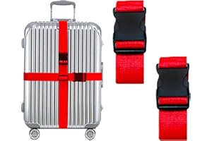 GOODCUBE 2 Pack Luggage Straps, Adjustable Suitcase Belts for Travel Accessories (Red)