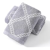 YiLUOMO 100% Cotton Grey Hand Towels White Diamond Pattern Super Soft Highly Absorbent Bath Towels 13 x 29 Inch, 2 Pack