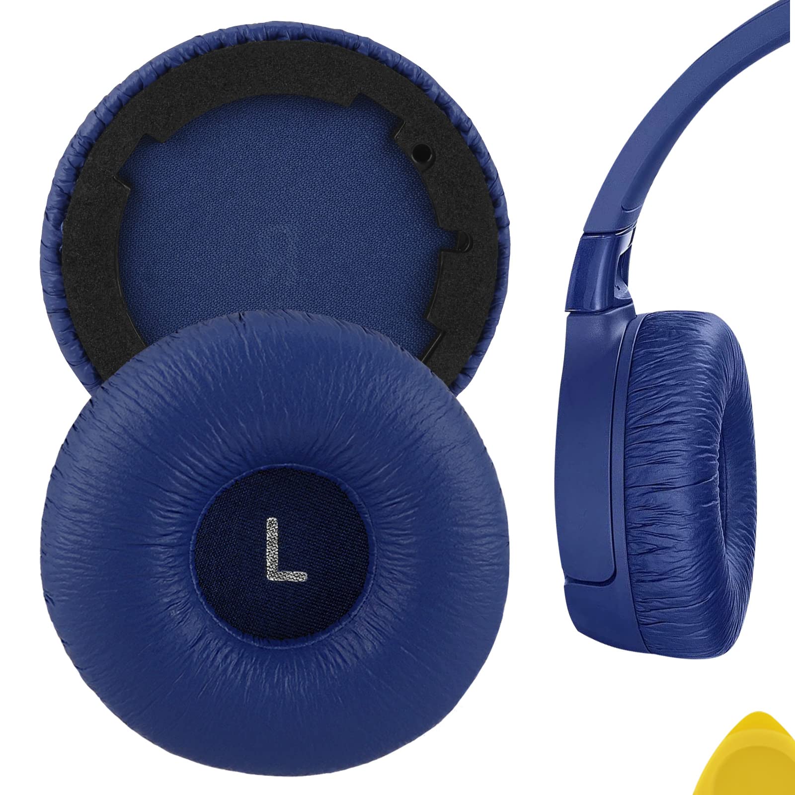 Geekria Leatherette Replacement Ear Pads for JBL Tune 600 (T600BTNC, 600BTNC)/ 660 (T660NC, 660NC)/ 670 (T670NC, 670NC) Headphones Ear Cushions, Repair Parts (Blue)