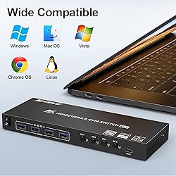 USB 3.0 KVM Switch HDMI 4 Port Support 4K@60Hz