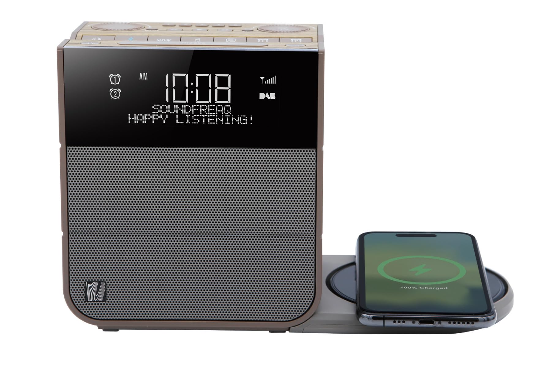 Soundfreaq Sound Rise DAB with Wireless Charging Pad, SFQ-17: Bedside Alarm Clock Radio & Bluetooth Speaker, with DAB+/FM Radio