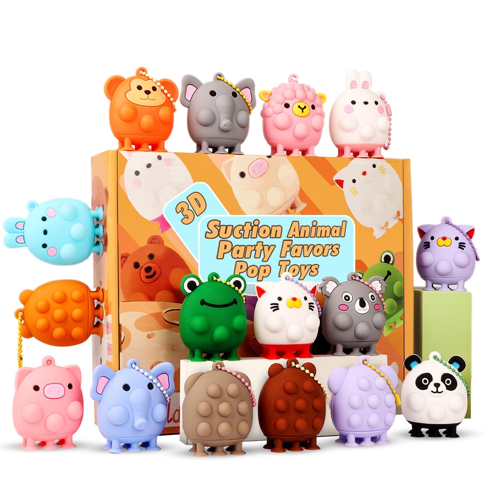 Photo 1 of ChildFun 12 PCS Party Favors for Kids,3D Animal Pop Toys,Goodie Bags Stuffers for Kids,Pinata Stuffers Carnival Prizes,Fidget Toys Bulk,Prize for Classroom,Suction Toys for Toddlers