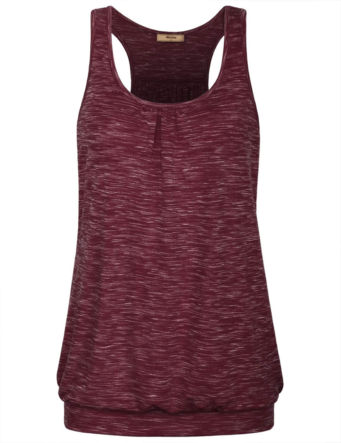 MiuseyWomens Sleeveless Round Neck Loose Fit Racerback Yoga Tank Top