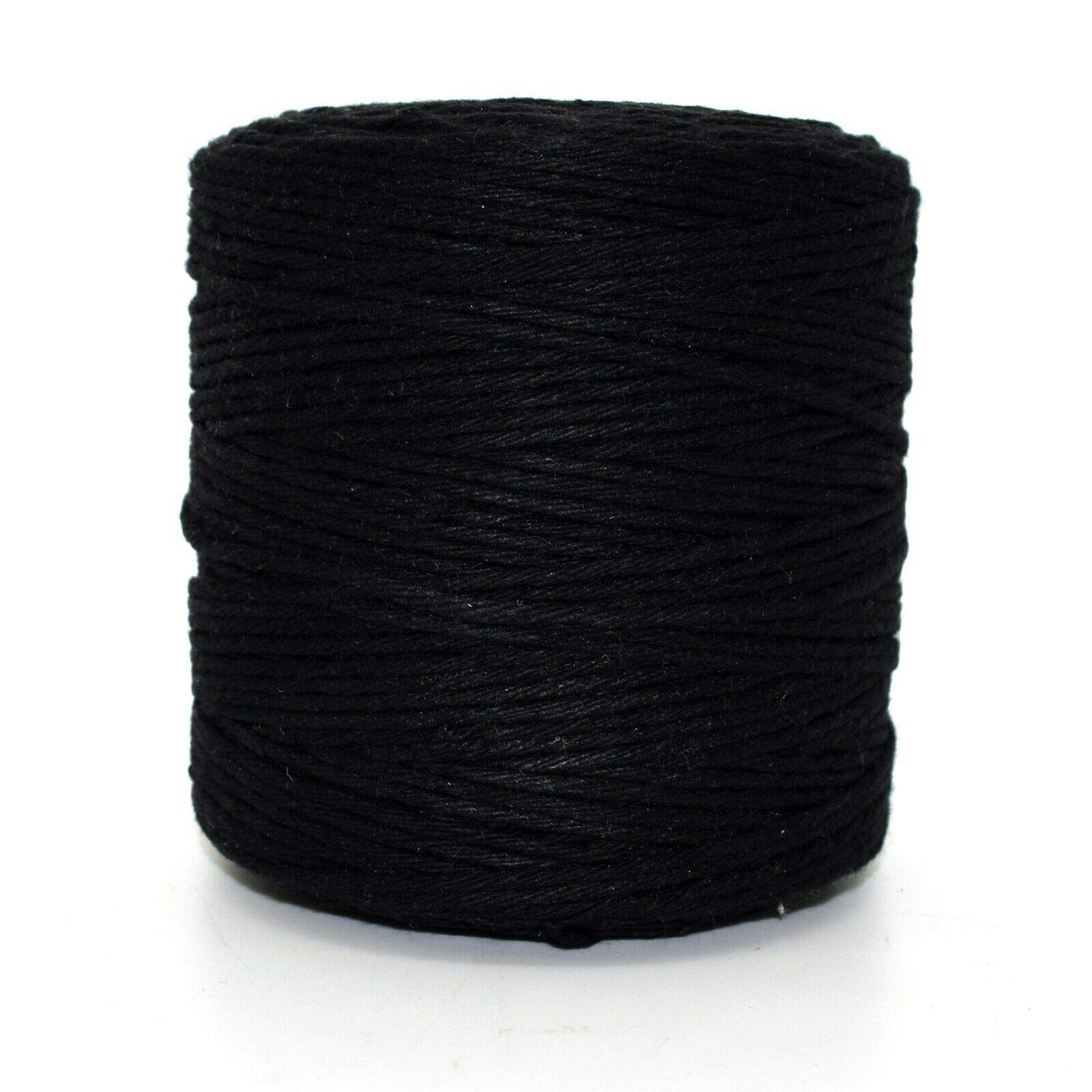 Premium Black Macrame Cord, 200 m / 656 ft of 3 mm Thick Natural Cotton Thread Yarn Macrame Rope for Wall Hangings, Plant Hangers, DIY Crafts, Home Decorations, Gift Wrapping (Reel)