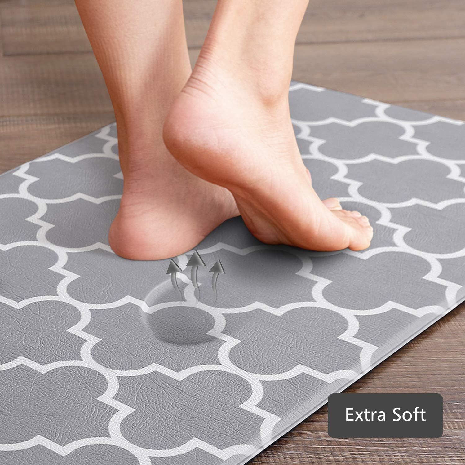 KMAT Kitchen Mat [2 PCS] Cushioned Anti-Fatigue Kitchen Rug, Waterproof Non-Slip Kitchen Mats and Rugs Heavy Duty PVC Ergonomic Comfort Foam Rug for Kitchen, Floor Home, Office, Sink, Laundry: Kitchen & Dining