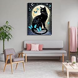 5D Black Cat Diamond Art Kits for Adult Beginners