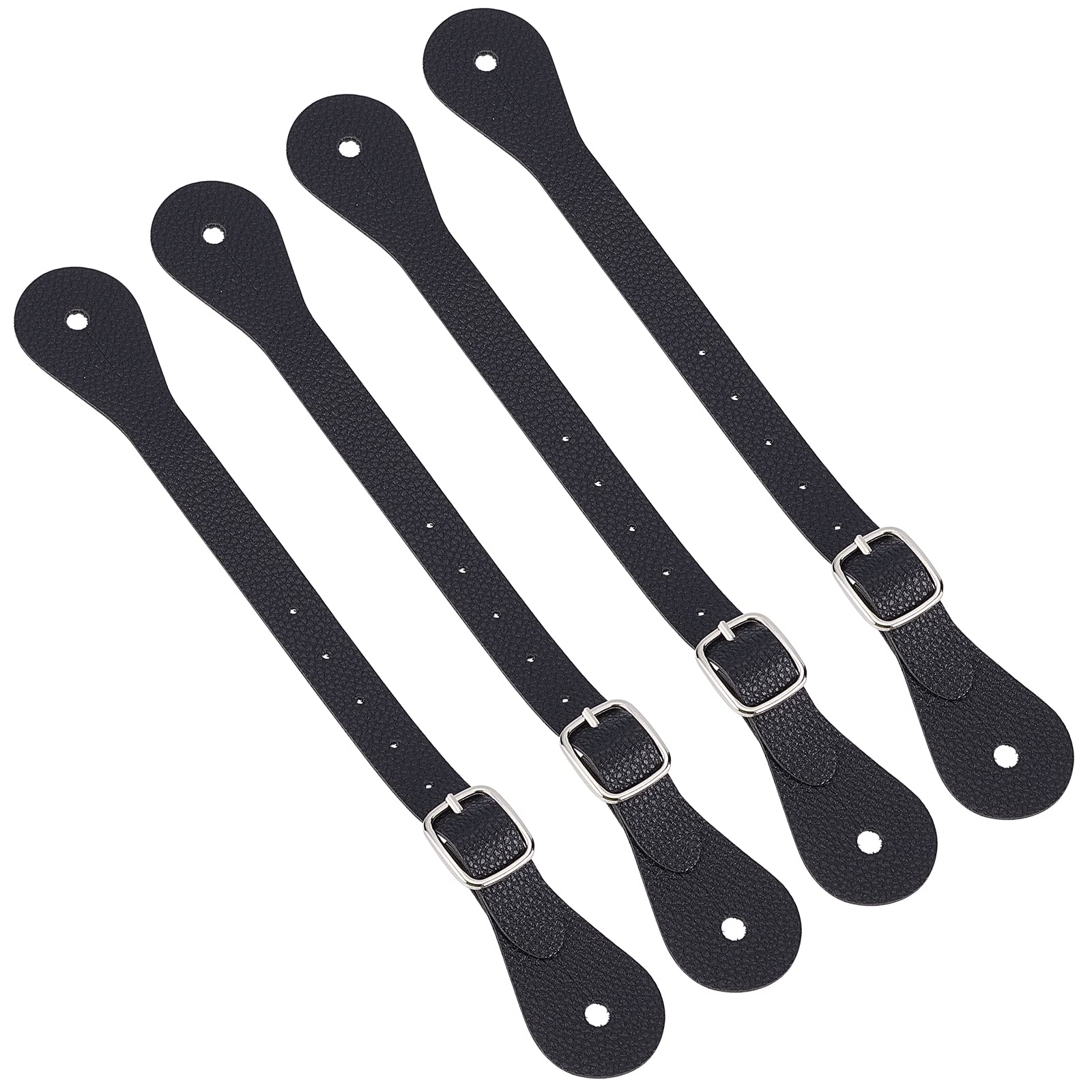 GORGECRAFT 4Pcs Leather Spur Straps Adjustable Boot Strap Western Man Woman Single Ply Leather Horizons Spur with Zinc Alloy Clasp for Equestrian Supplies Thigh High Boots, Black