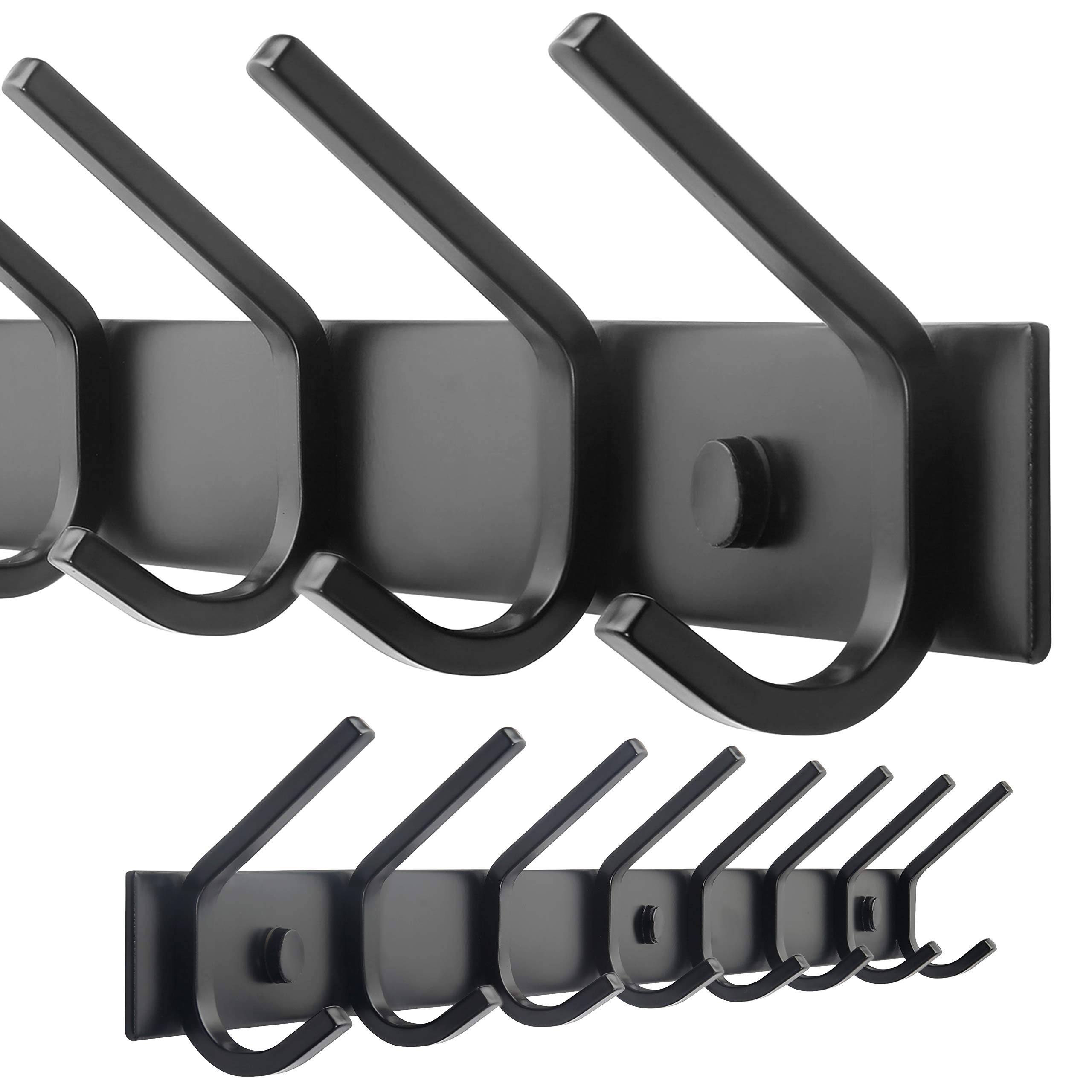 WEBI Coat Rack Wall Mounted,8 Coat Hooks for Hanging Coats,24" Heavy Duty Metal Double Hook Rack Rail Coat Hanger Wall Mount for Clothes Entryway Jacket,Black