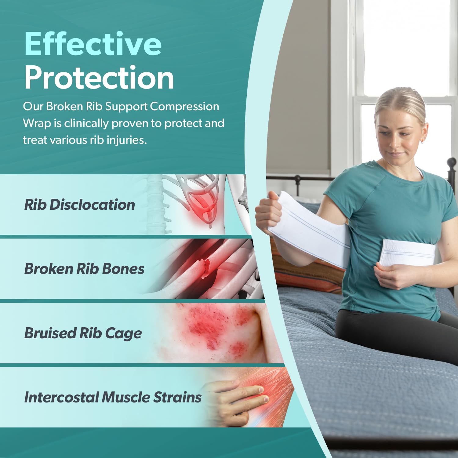 BraceAbility Broken Rib Brace for Women and Men - Rib Protector Compression Wrap, Chest Support Belt for Bruised, Fractured, Dislocated Ribs, Costochondritis Relief, Sternum Brace (Female - White)