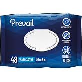 Prevail Soft Adult Washcloths, x, 12 x 8 in, 48 ct | Unisex Adult Incontinence Wipes, Disposable Adult Wipes for Men &amp; Women