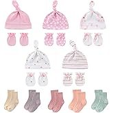 falianni Baby Boy Girl Cotton Hat Mitten Sock Set 15 Pack Infant Essential Accessories for 0-6 Months